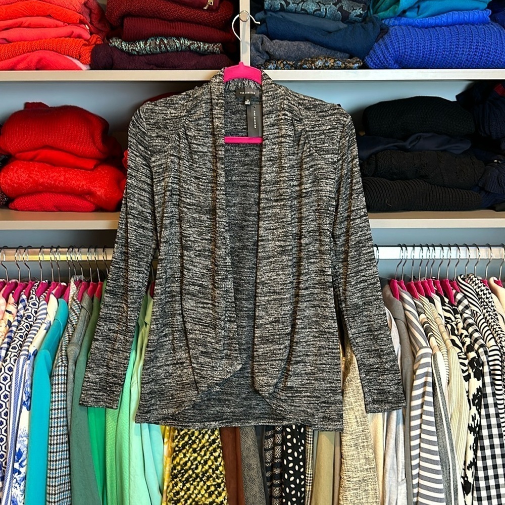 The Limited black/gray marl open front long sleeve cardigan size XS NWT
